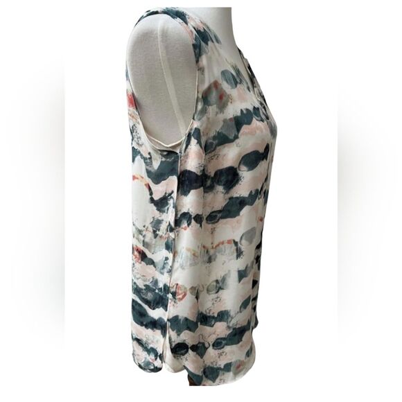 CAbi Gelato Top 5035 Blouse Sleeveless Chiffon Pastel Watercolor Flowy Pink M - Picture 3 of 15